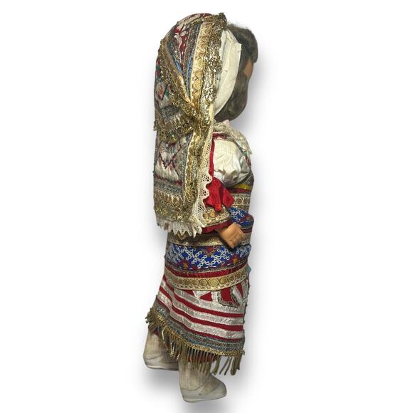 Vintage 30s Eastern European Dressed Composition Doll 17 Inches Bride Jointed - Picture 5 of 16